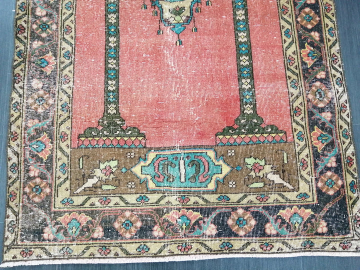 Rust Turkish Runner Rug 3' 10" x 5' 10" Hand-Knotted border