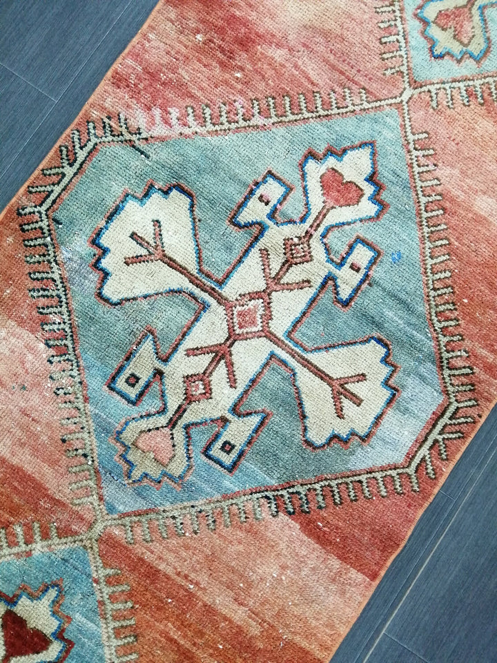Turkish Runner Rug 2' 3" x 9' 8" Hand-Knotted border