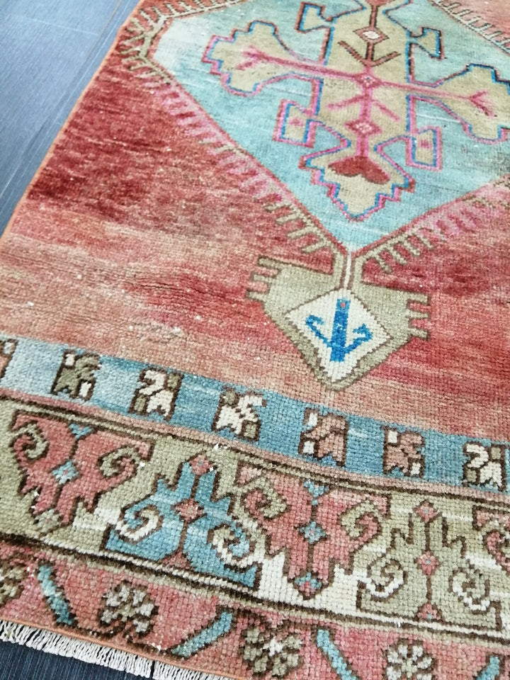 Turkish Runner Rug 2' 3" x 9' 8" Hand-Knotted texture