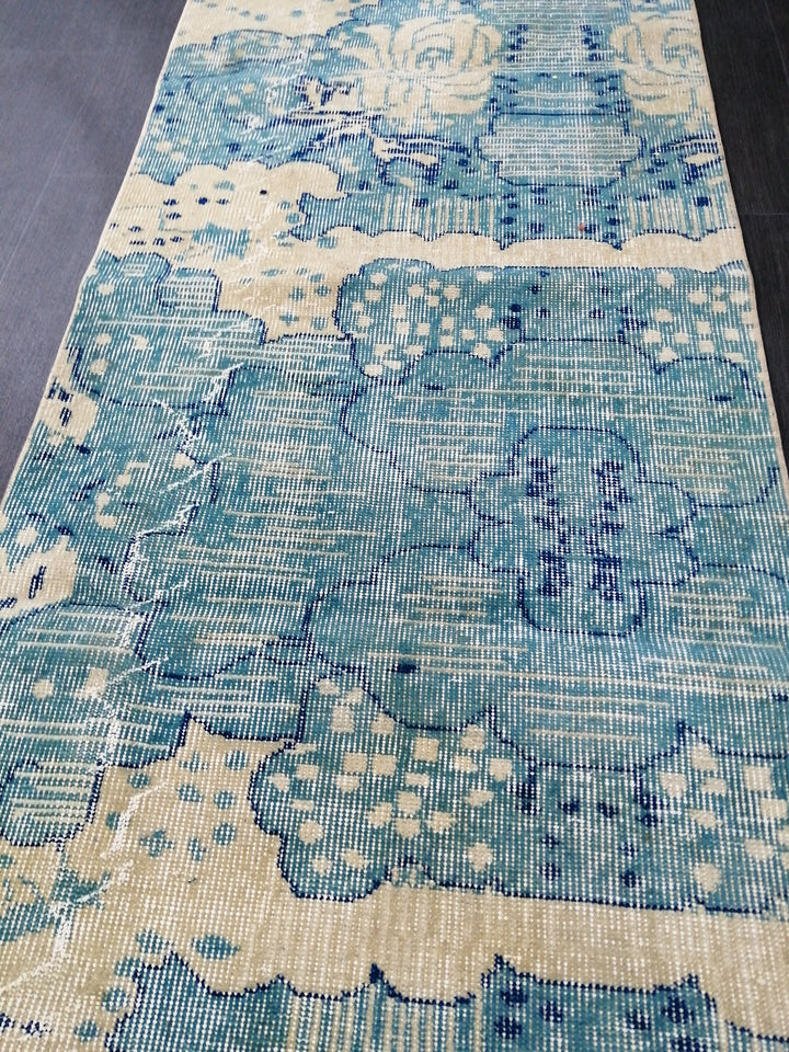 Turkish Runner Rug 2' 6" x 10' 4" Hand-Knotted reverse