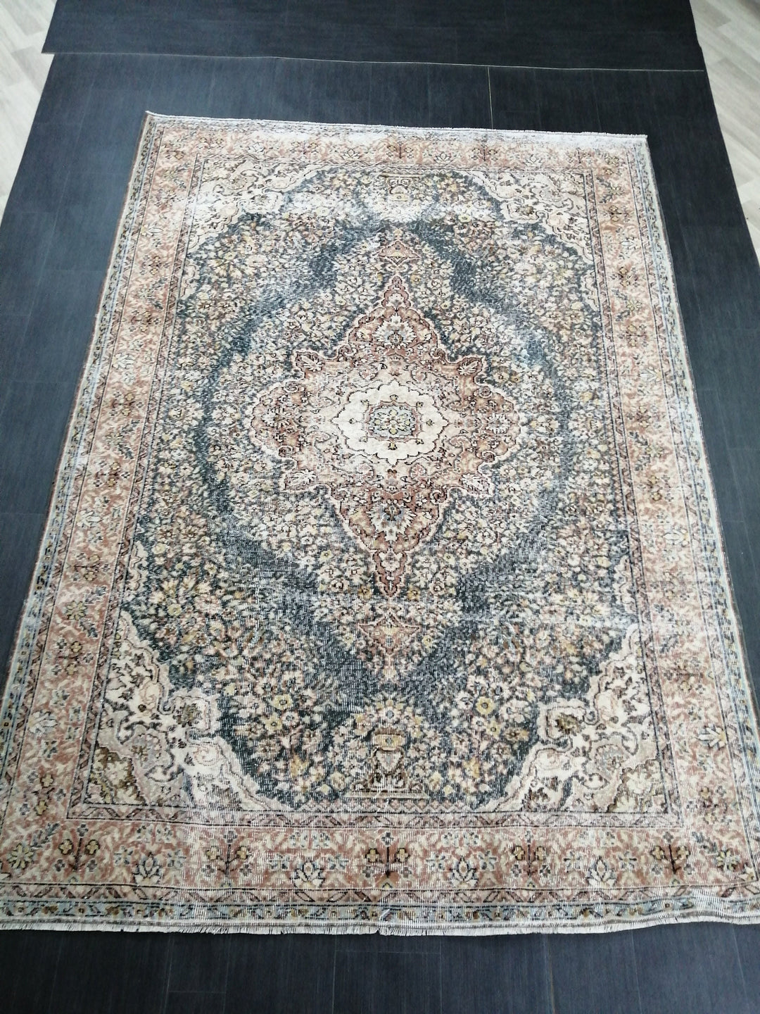 Turkish Oushak Rug 6' 9" x 9' 7" Hand-Knotted reverse