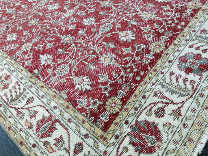Red Turkish Oushak Rug 6' 9" x 10' 2" Hand-Knotted reverse