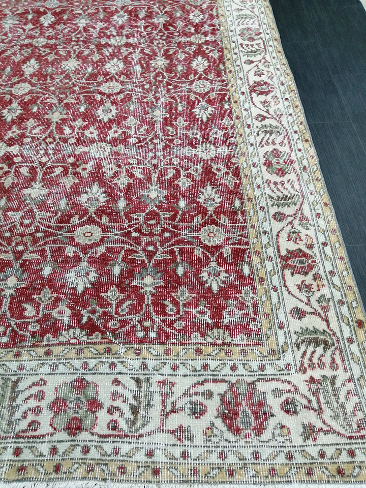 Red Turkish Oushak Rug 6' 9" x 10' 2" Hand-Knotted view 9