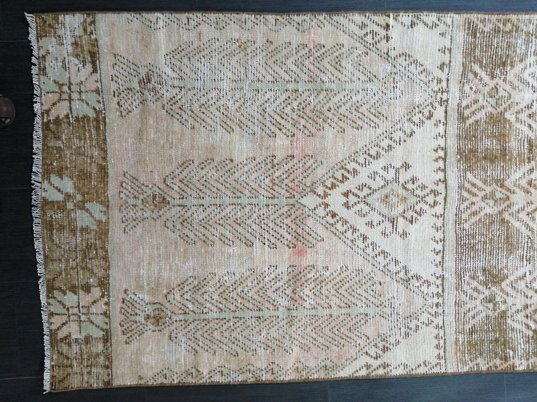 Tan Turkish Runner Rug 3' 3" x 12' 2" Hand-Knotted view