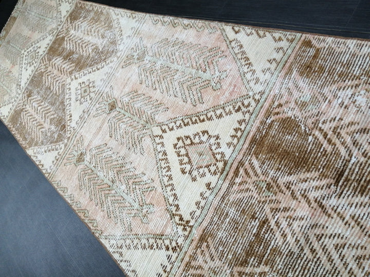 Tan Turkish Runner Rug 3' 3" x 12' 2" Hand-Knotted view 9