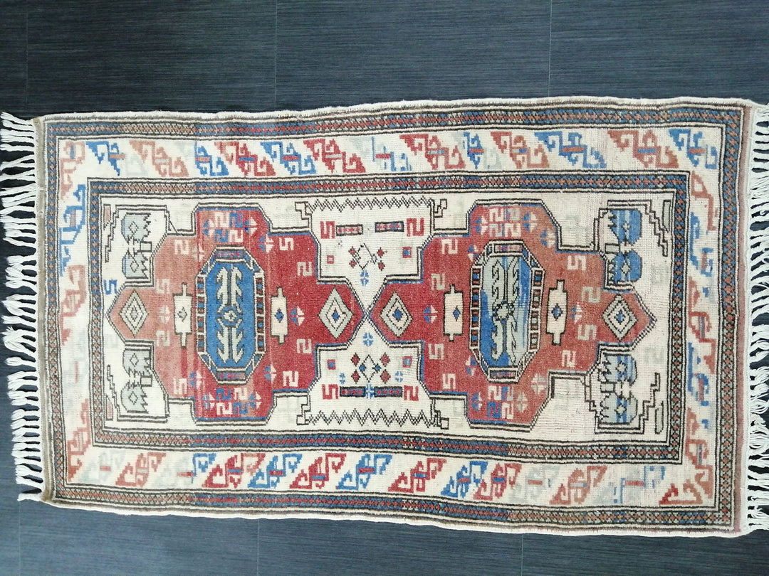 Rust Turkish Runner Rug 2' 7" x 4' 5" Hand-Knotted pattern