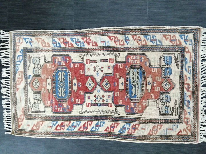 Rust Turkish Runner Rug 2' 7" x 4' 5" Hand-Knotted pattern