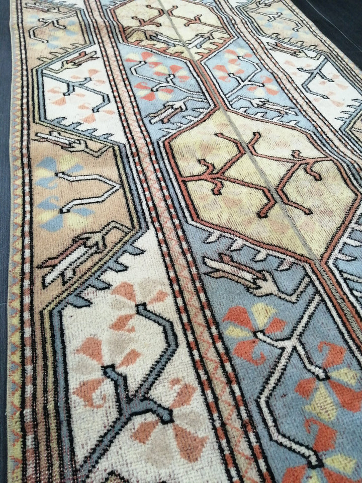 Turkish Runner Rug 3' 2" x 8' 11" Hand-Knotted reverse