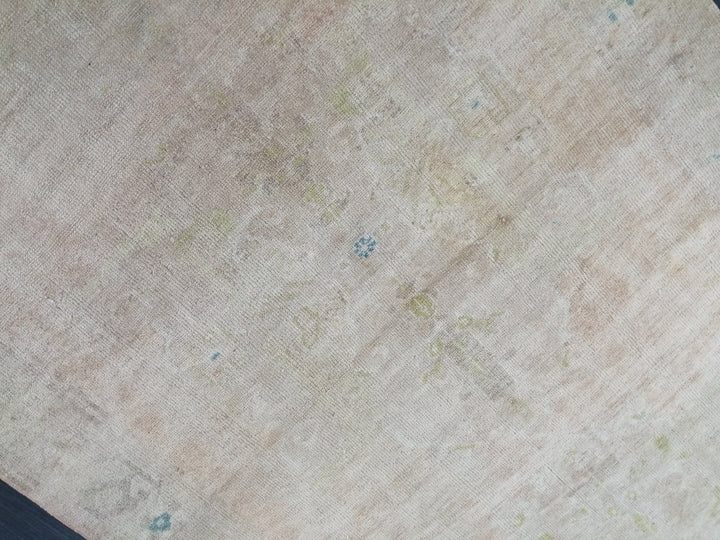 Beige Turkish Runner Rug 4' 8" x 11' 6" Hand-Knotted border