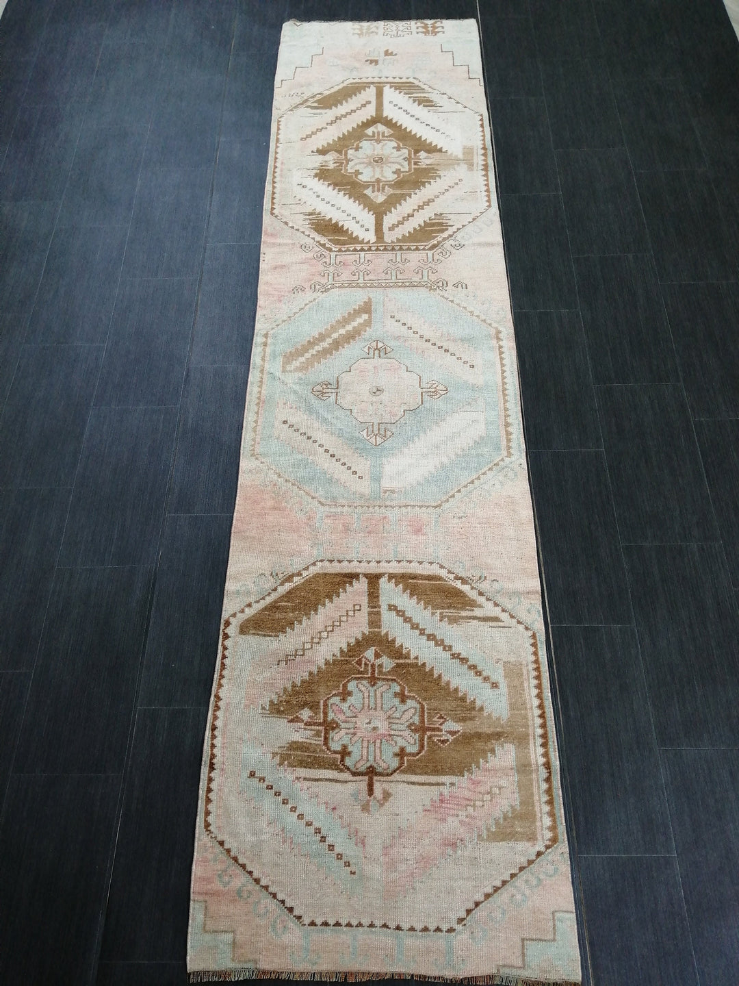 Beige Turkish Runner Rug 2' 7" x 10' 6" Hand-Knotted view