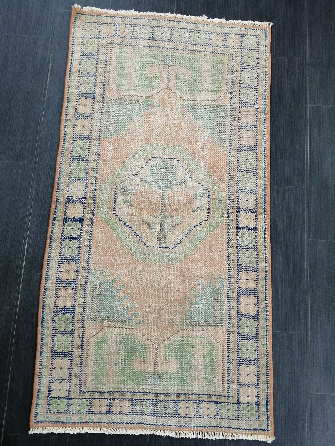 Rust Turkish Runner Rug 2' 6" x 4' 9" Hand-Knotted detail