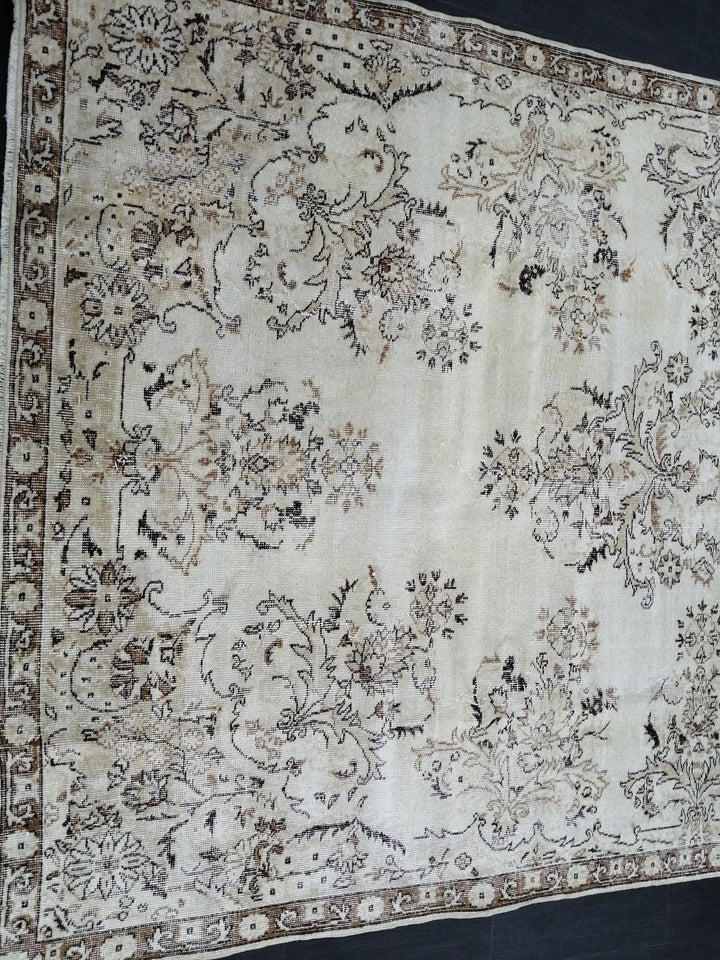 Rust Turkish Runner Rug 6' 6" x 10' 4" Hand-Knotted close-up