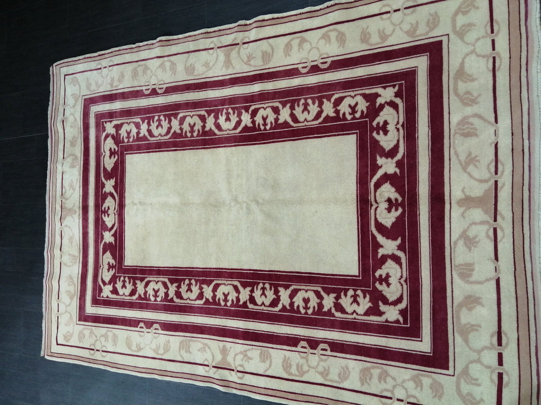 Rust Turkish Oushak Rug 5' 3" x 7' 5" Hand-Knotted reverse