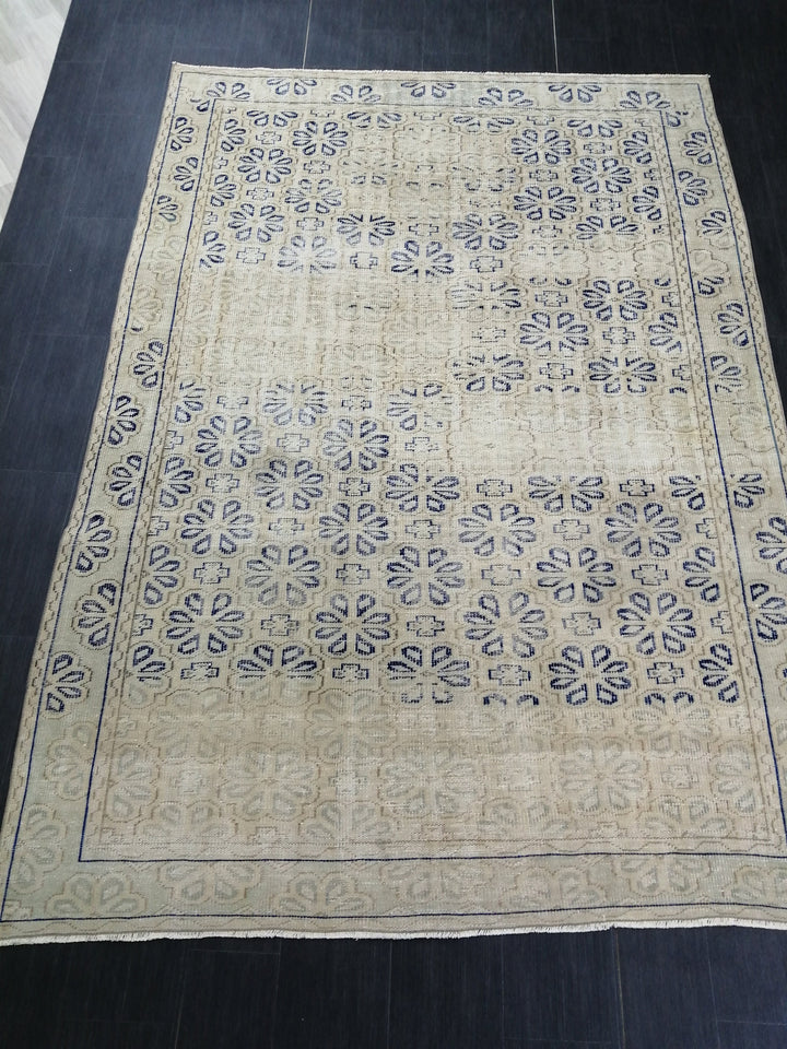Blue Turkish Oushak Rug 6' 10" x 9' 5" Hand-Knotted | No. WR77629