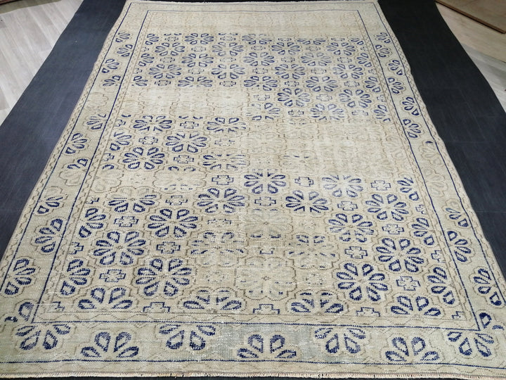 Blue Turkish Oushak Rug 6' 10" x 9' 5" Hand-Knotted | No. WR77629