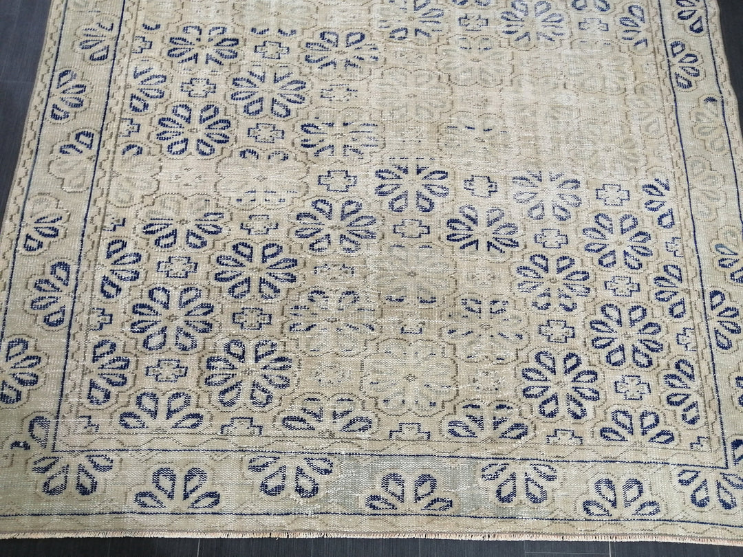 Blue Turkish Oushak Rug 6' 10" x 9' 5" Hand-Knotted | No. WR77629