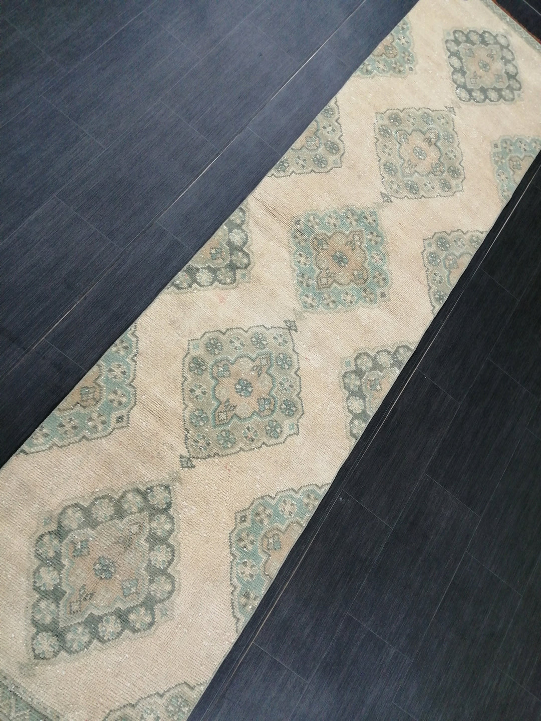 Beige Turkish Runner Rug 2' 6" x 10' 2" Hand-Knotted texture