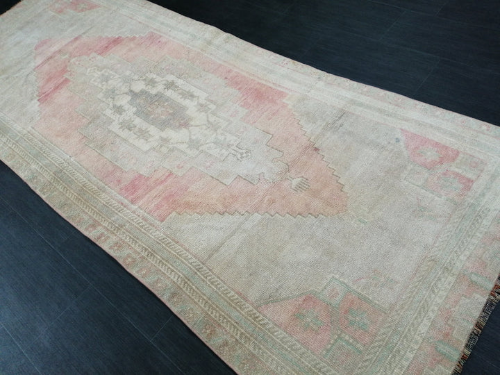 Tan Turkish Runner Rug 3' 7" x 9' 1" Hand-Knotted