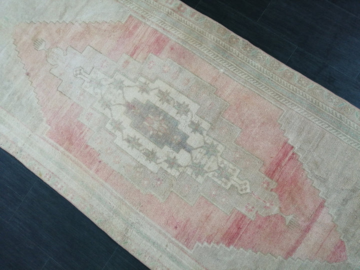 Tan Turkish Runner Rug 3' 7" x 9' 1" Hand-Knotted pattern