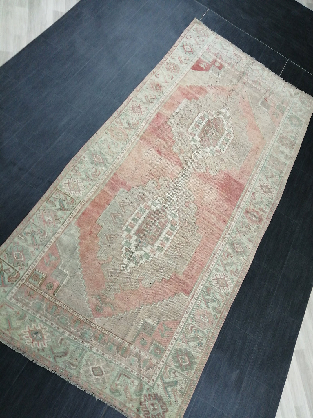 Beige Turkish Runner Rug 4' 9" x 10' 4" Hand-Knotted view
