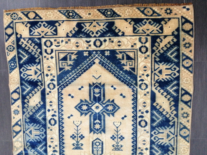 Blue Turkish Runner Rug 3' 11" x 6' 9" Hand-Knotted | No. WR39388