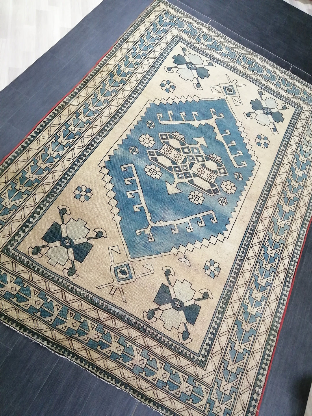 Blue Turkish Oushak Rug 7' 3" x 10' 7" Hand-Knotted | No. WR92234