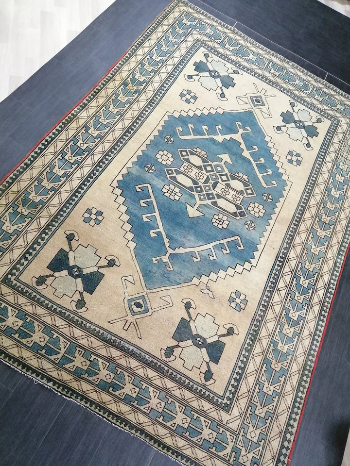 Blue Turkish Oushak Rug 7' 3" x 10' 7" Hand-Knotted | No. WR92234