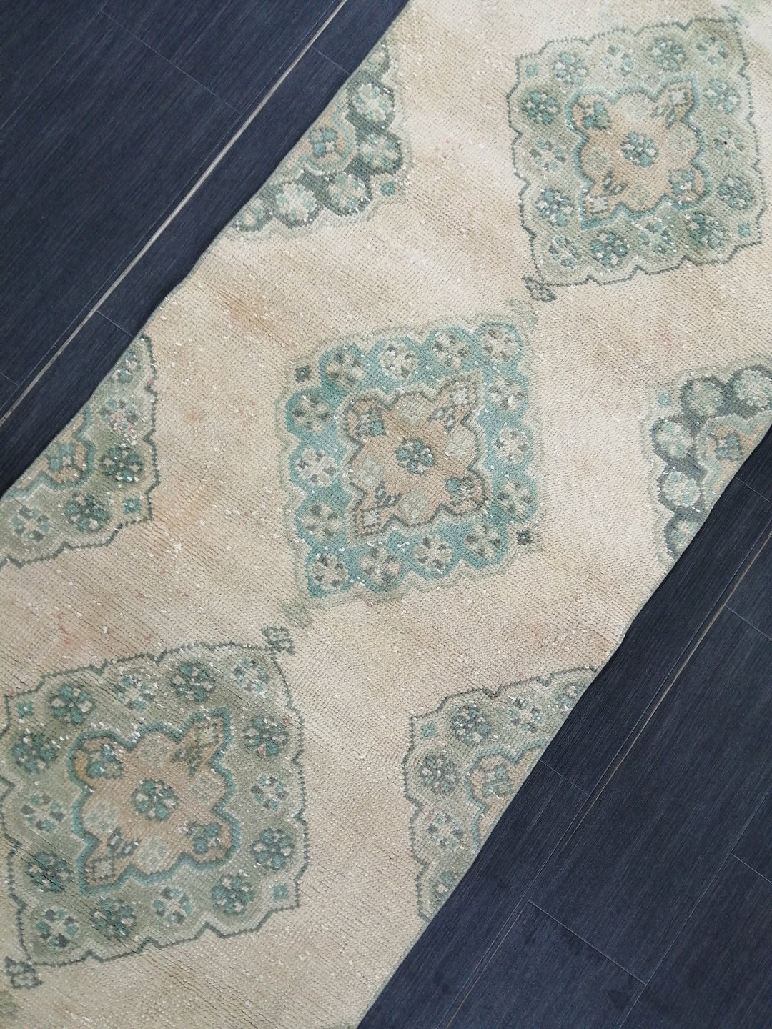 Beige Turkish Runner Rug 2'7" x 10'8" Hand-Knotted border
