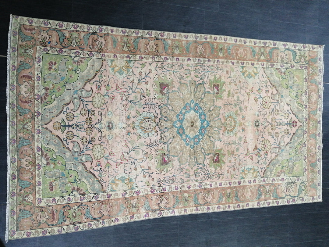 Rust Turkish Oushak Rug 4' 8" x 8' 3" Hand-Knotted reverse