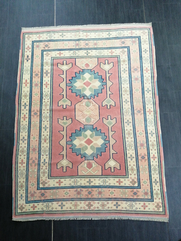 Pink Turkish Oushak Rug 4' 4" x 6' 3" Hand-Knotted view