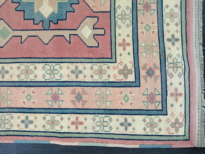 Pink Turkish Oushak Rug 4' 4" x 6' 3" Hand-Knotted field
