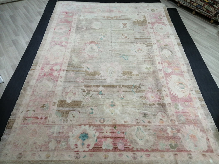 Beige Turkish Oushak Rug 9' x 13' 1" Hand-Knotted view