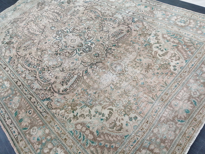 Beige Turkish Oushak Rug 6' 7" x 9' 3" Hand-Knotted view 9