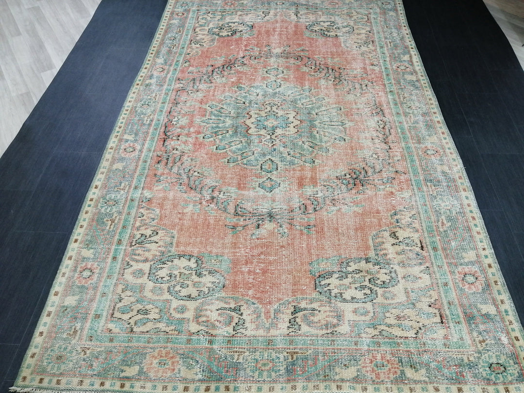 Rust Turkish Runner Rug 5' 9" x 9' 5" Hand-Knotted close-up