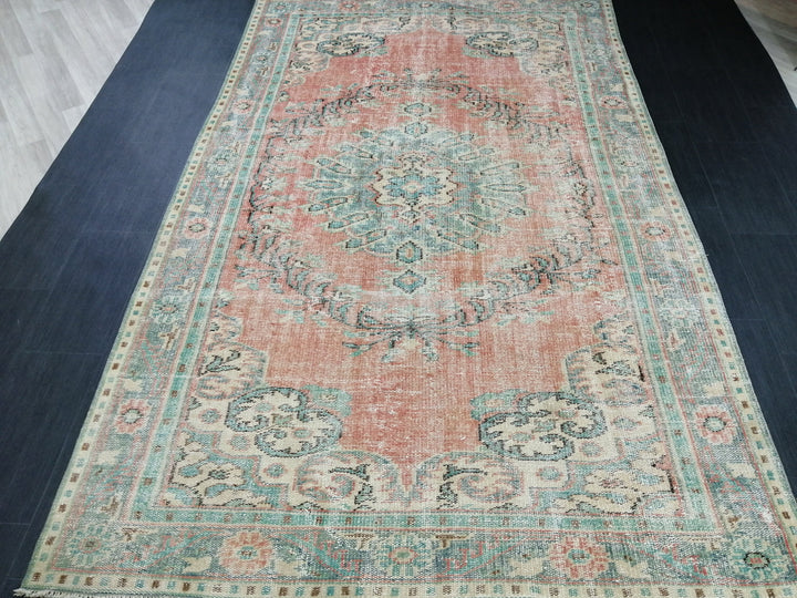 Rust Turkish Runner Rug 5' 9" x 9' 5" Hand-Knotted close-up