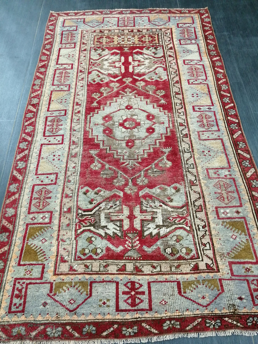 Turkish Oushak Rug 3' 7" x 6' 5" Hand-Knotted texture