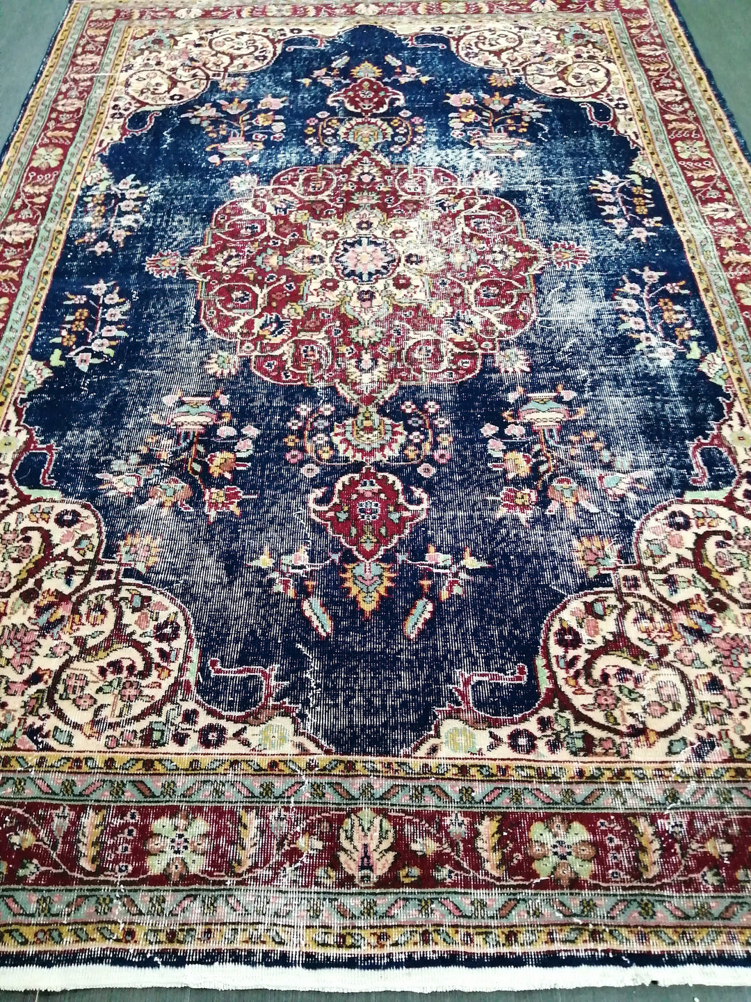 Blue Turkish Oushak Rug 6' 11" x 9' 11" Hand-Knotted | No. WR62676