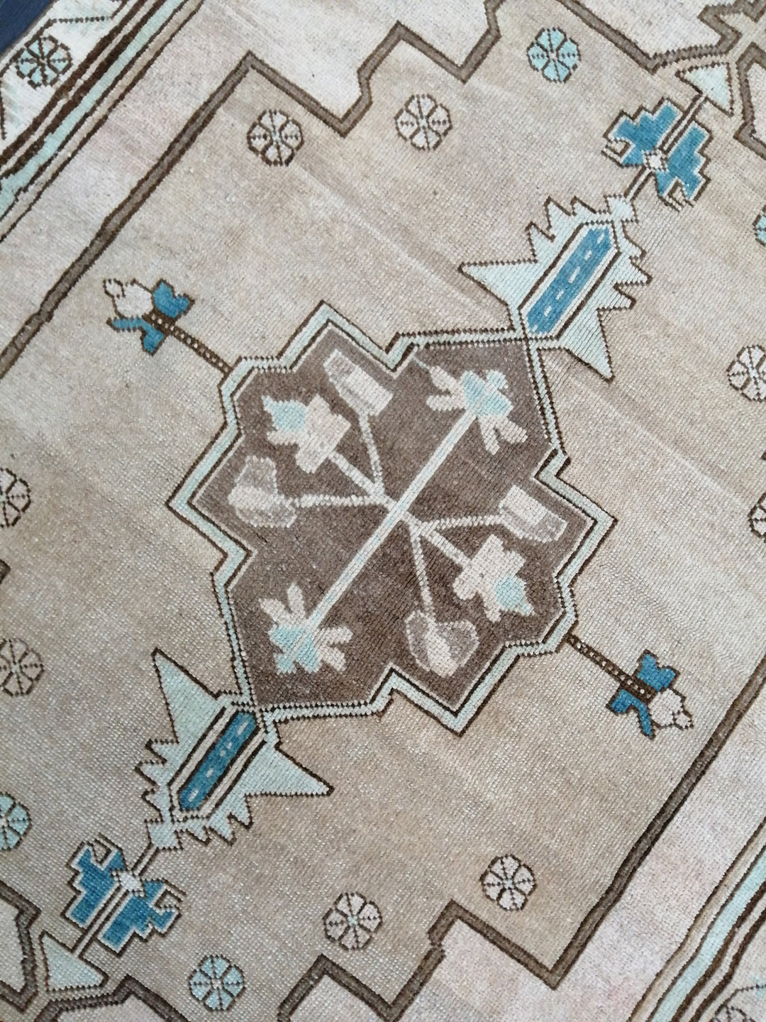 Turkish Runner Rug 4' 2" x 8' 3" Hand-Knotted close-up