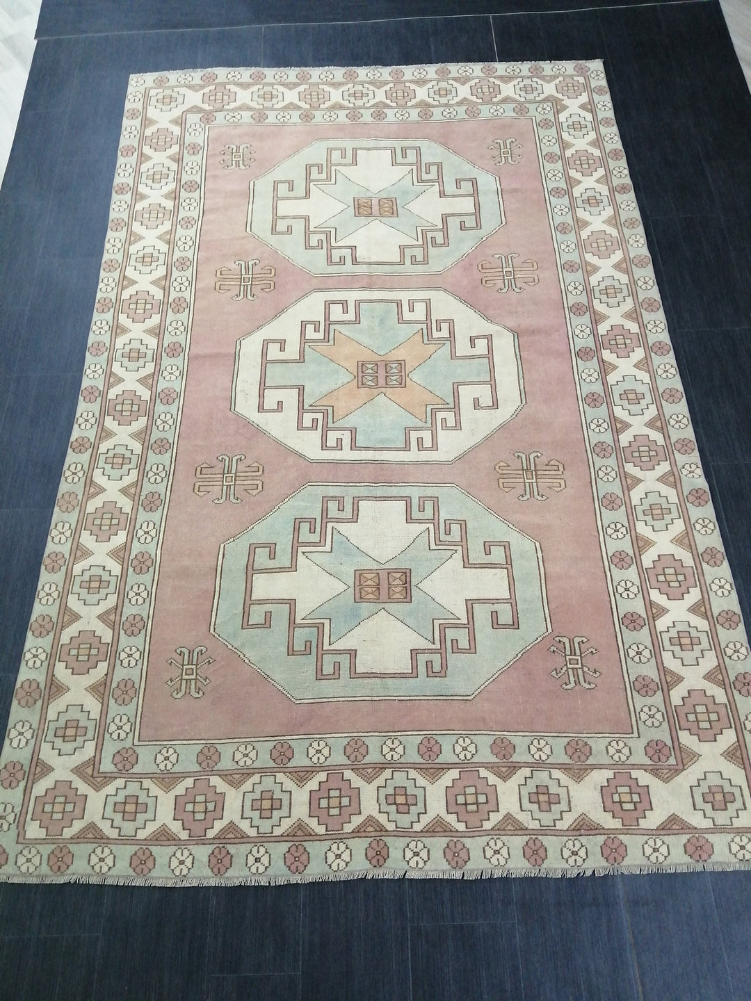 Blue Turkish Oushak Rug 6' 5" x 9' 9" Hand-Knotted | No. WR65446