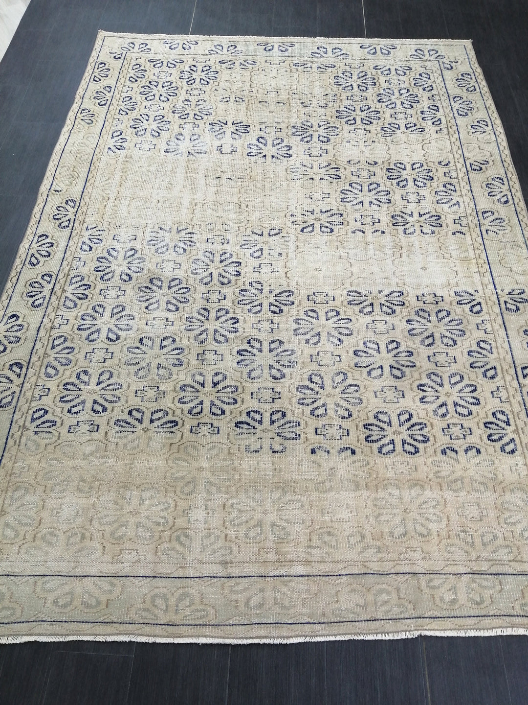 Blue Turkish Oushak Rug 6' 10" x 9' 5" Hand-Knotted | No. WR77629