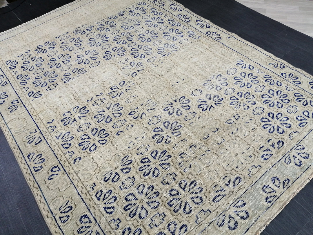 Blue Turkish Oushak Rug 6' 10" x 9' 5" Hand-Knotted | No. WR77629