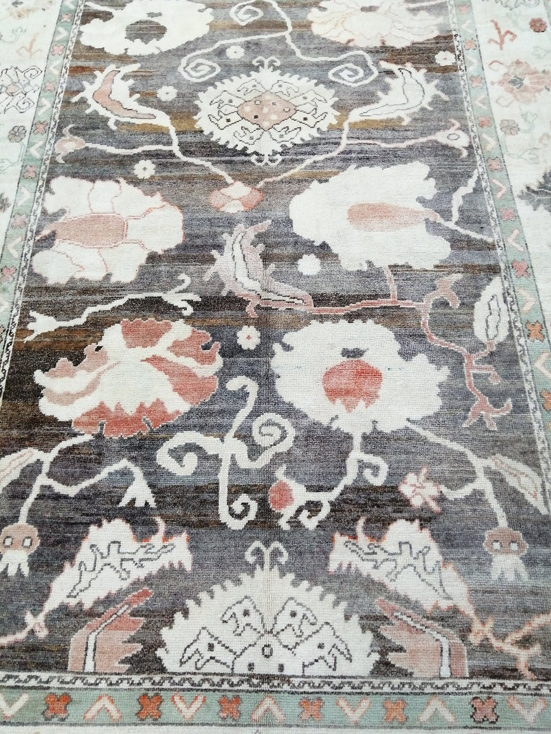 Turkish Oushak Rug 8' 9" x 12' 6" Hand-Knotted field