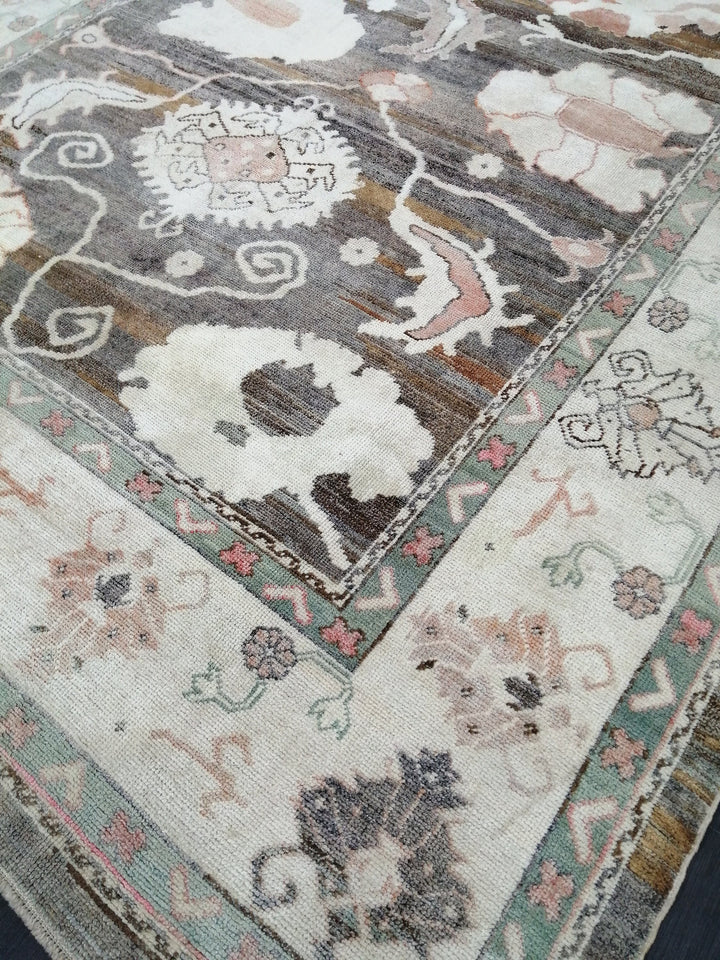Turkish Oushak Rug 8' 9" x 12' 6" Hand-Knotted reverse