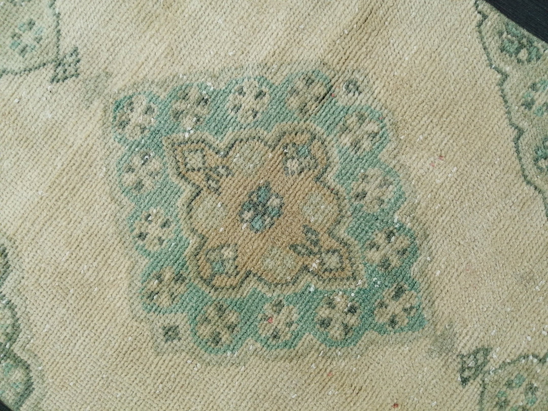 Beige Turkish Runner Rug 2' 6" x 10' 2" Hand-Knotted border