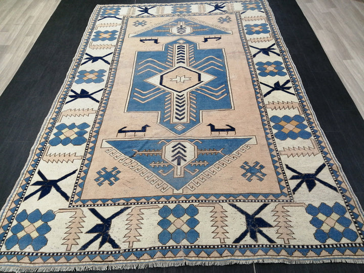 Blue Turkish Oushak Rug 6' 9" x 10' Hand-Knotted | No. WR37163
