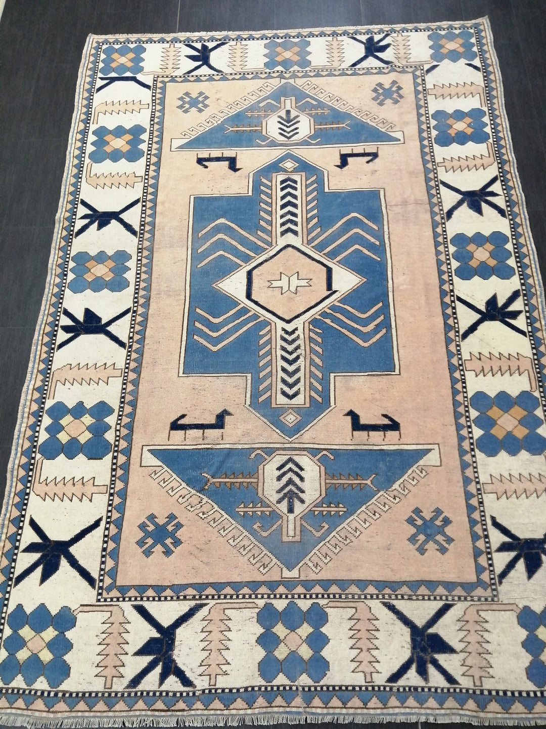 Blue Turkish Oushak Rug 6' 9" x 10' Hand-Knotted | No. WR37163