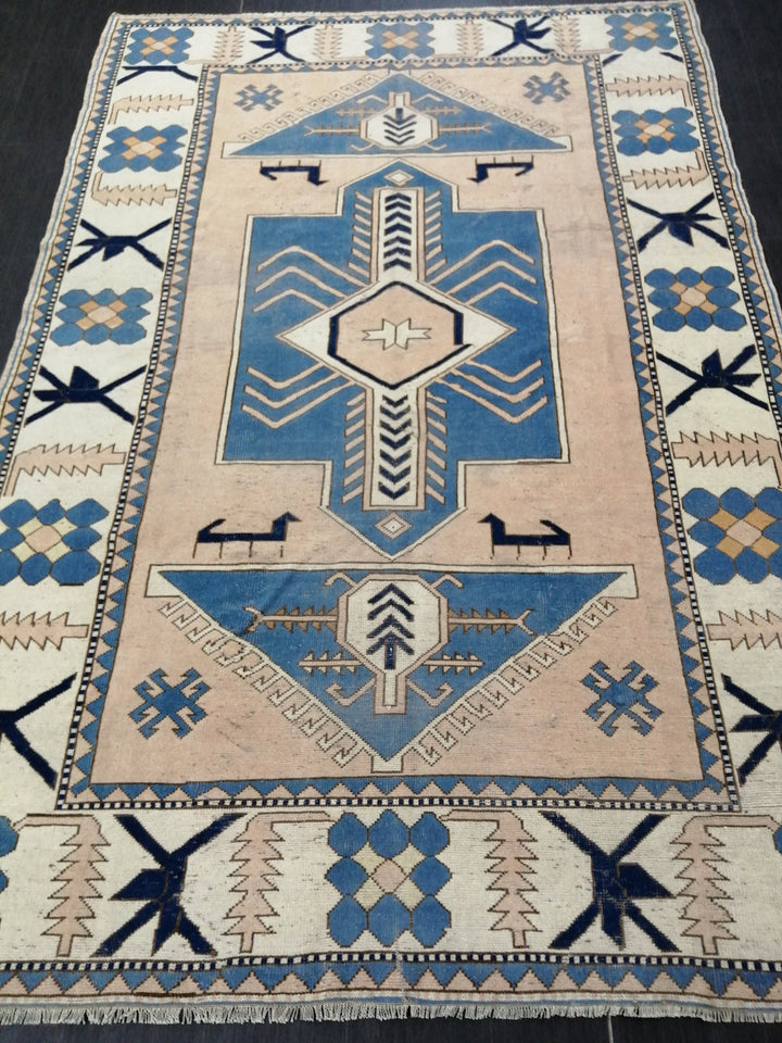 Blue Turkish Oushak Rug 6' 9" x 10' Hand-Knotted | No. WR37163