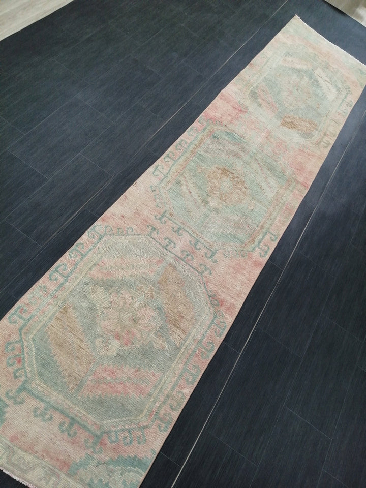 Rust Turkish Runner Rug 2' 6" x 11' Hand-Knotted border