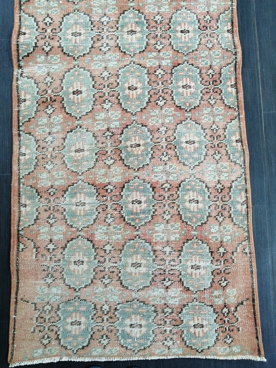 Beige Turkish Runner Rug 2' 9" x 9' 5" Hand-Knotted pattern