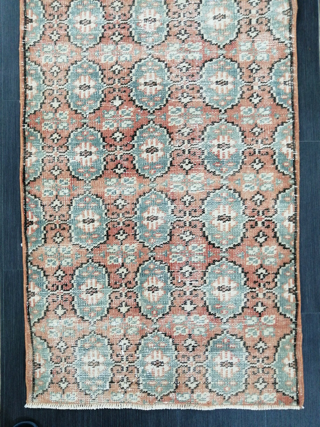 Beige Turkish Runner Rug 2' 9" x 9' 5" Hand-Knotted border